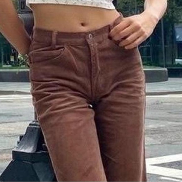 Vintage Corduroy LOW RISE FLARE LEG Pants Size 14 Brown Grunge Hippie Gorpcore - Picture 8 of 10
